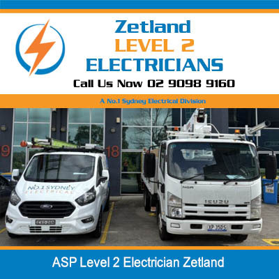 ASP Level 2 electricians white service van and truck parked in Zetland